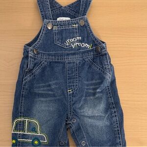 Denim Overalls with Car Embroidery